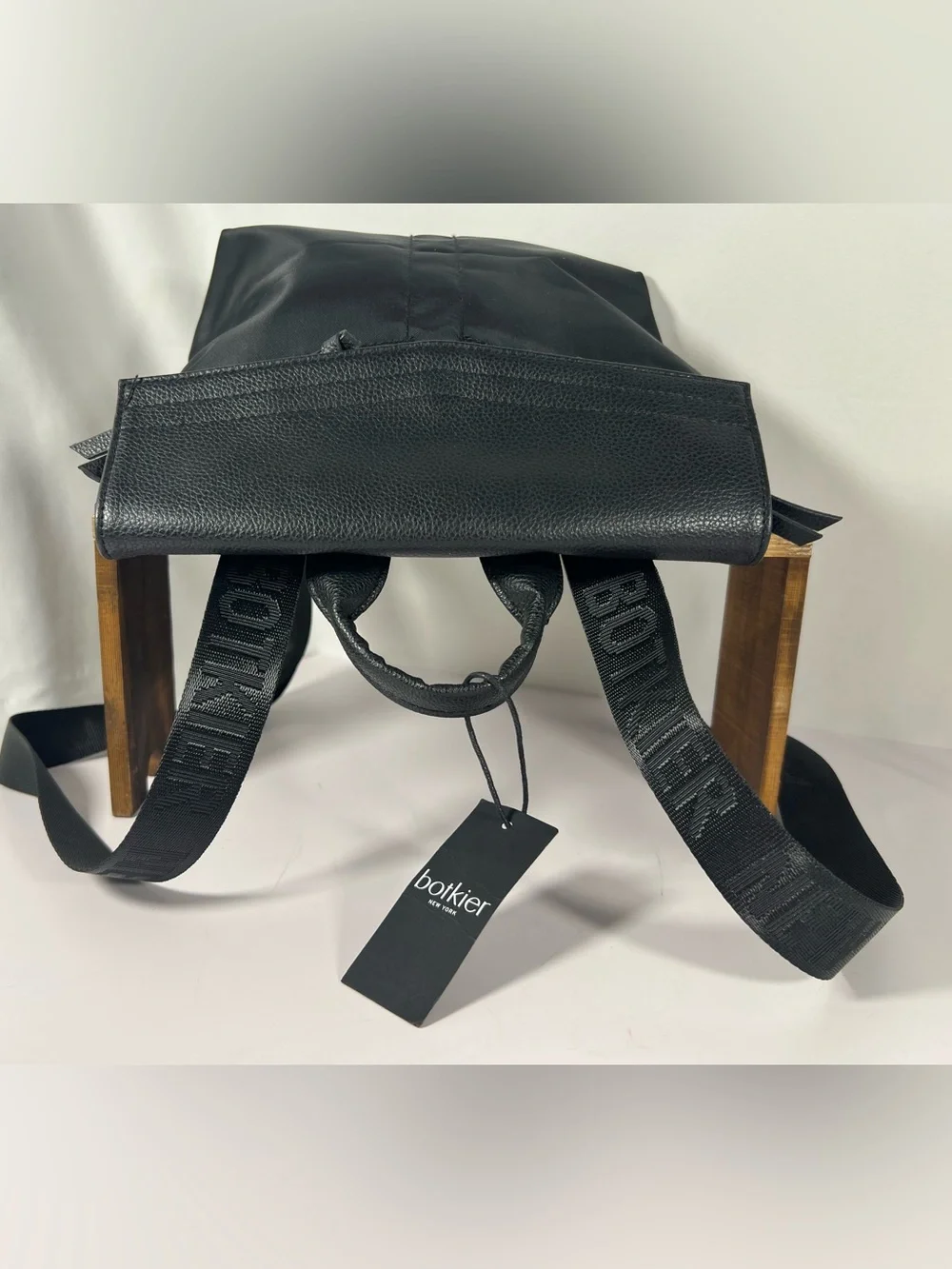 4045: NWT Botkier Black Nylon Leather Foldover Backpack
